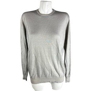 Della Ciana Mens Gray Cashmere Crew Neck Sweater Lightweight Italy Sz 50 Large